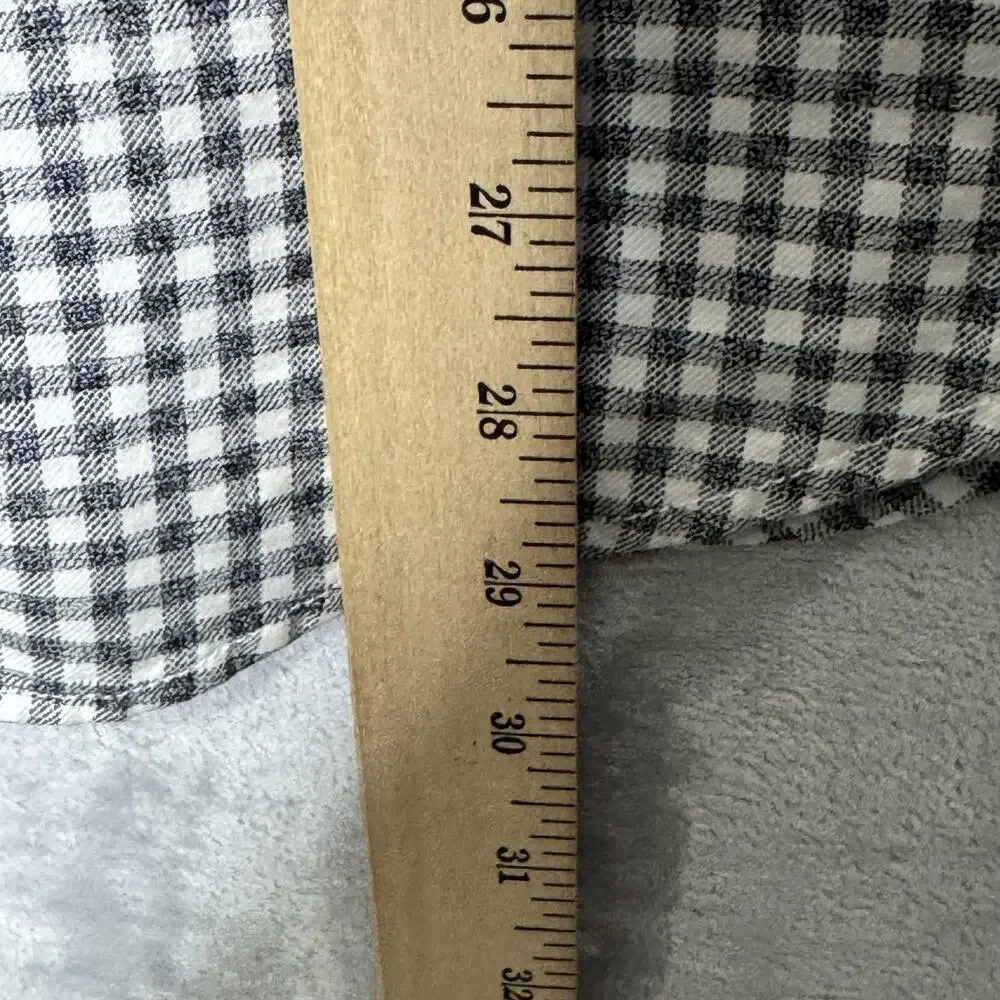 Banana Republic Shirt Mens XL Gray Gingham Luxe Flannel Grant Fit Button Down